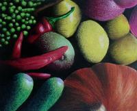 Mixed Media - Fruit And Vegetable Study - Color Pencil Chalk Acrylic Pai